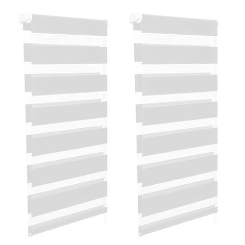 IDMarket - Lot de 2 Stores enrouleurs zébrés Jour Nuit l.55 x H. Max 170 CM Blancs
