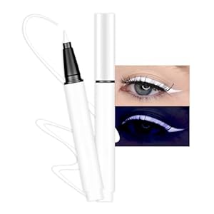 evpct Colorful UV Neon Liquid Eyeliner Pencil Pen, Rainbow Halloween Matte Colored Eyeliners Pencil Glow in Dark, Waterproof Long Lasting Highpigmented Delineador de ojos líquido de neón 01# White