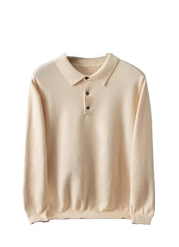 Dcvmvmn Men's Winter Wool Thick Sweater Business Casual Knitted Cashmere Bottoming Pullovers Beige