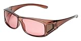 Calabria PC70077 Pink FL-41 Fitover Sunglasses Brown Wear Over Prescription Migraine Blue Light Glasses FL41 Photophobia