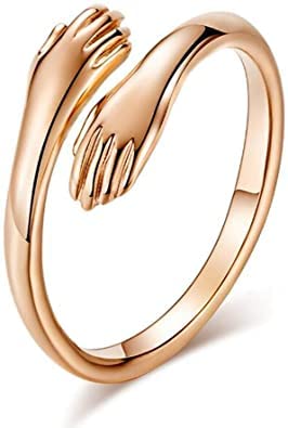 6Pillars Crystal Hug Ring for Girls (Rose Gold)