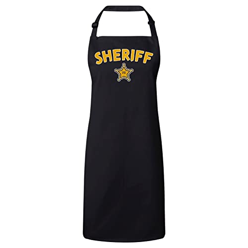 Tablier cuisine noir Sheriff pour animer vos soirées barbecue en famille