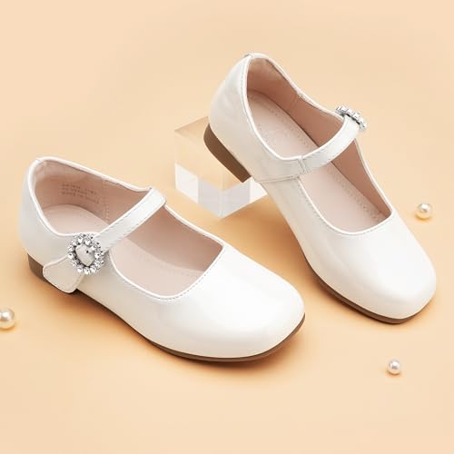 Stelle Girls Dress Shoes White Mary Jane Ballet Flats Flower School Shoes for Wedding Party Toddler/Little/Big Kid4