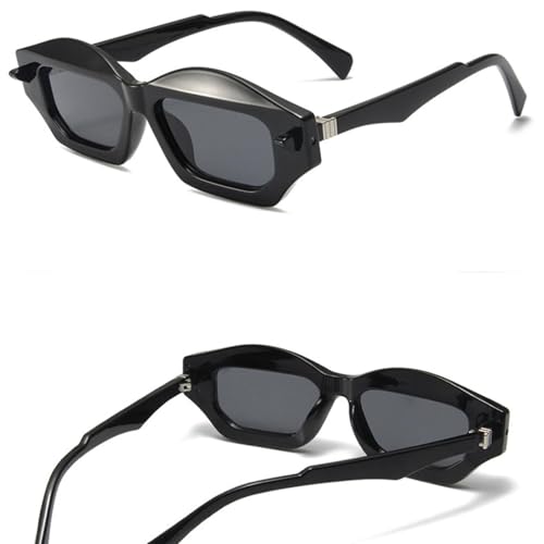 Lunettes de soleil œil de chat polygonales aux rivets rétro et verres dégradé vert - 4