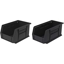 Akro-Mils Plastic Hanging Stackable Storage Organizer Bins, Black, 9-Inch x 6-Inch x 5-Inch 12-Pack and 11-Inch x 5-Inch x 5-Inch 12-Pack