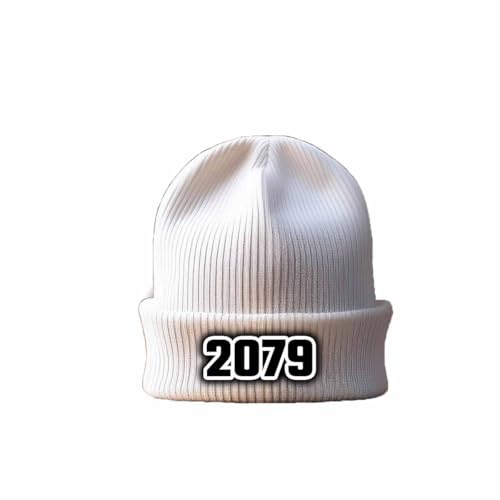 Cuffed beanie 2079 Year blanc bonnet en maille premium aux finitions soignées