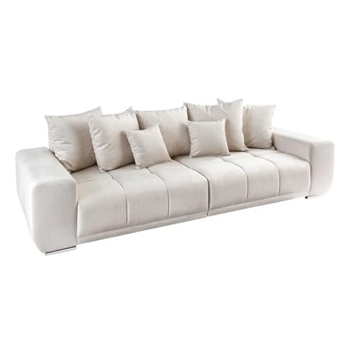 Riess Ambiente Extravagantes XXL Sofa ELEGANCIA 285cm Champagner beige Samt inkl. Kissen Bigsofa