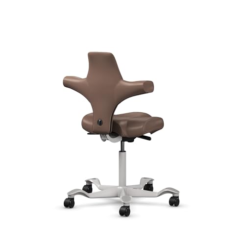 Image of HAG Capisco Standard Chair-Silver Frame-Upholstered Brown Mahogany Vinyl
