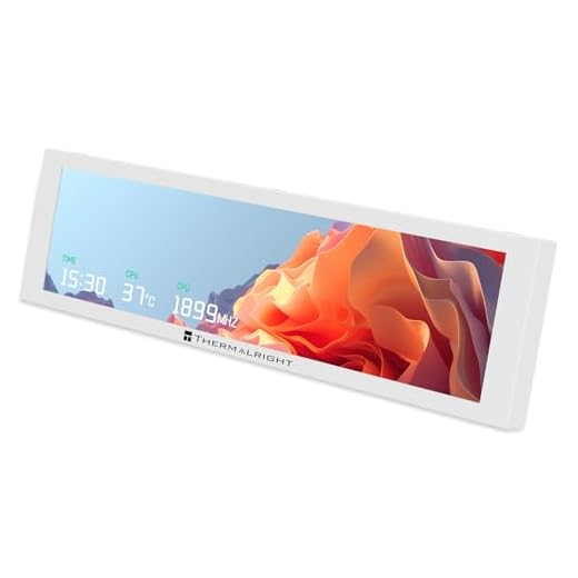 Thermalright Trofeo Vision 9.16 LCD White, 9.16-inch Full-Color LCD Magnetic Display Screen, 1920x480 Resolution, Easy to Install,Master CPU/GPU Temperature(White)