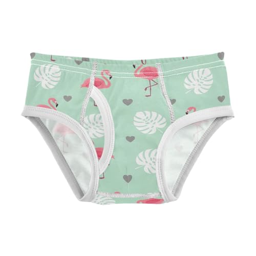 Underwear for Boys Cute Pink Flamingos Green Cotton Boy Briefs Printed Breathable Underwear Briefs