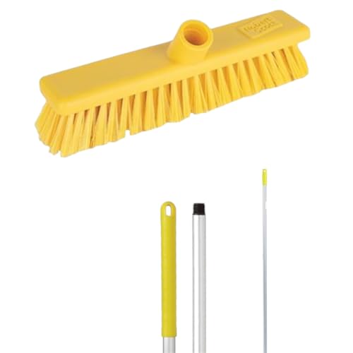 Robert Scott Soft Washable Broom Head 30cm and 125cm Hygiene Handle for Indoor and Outdoor Sweeping (Yellow)