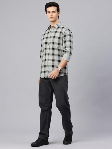 Image of Majestic Man Men Comfort Slim Fit Pure Cotton Tartan Checked Casual Shirt