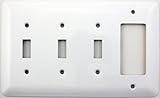 Mulberry Princess Style White Four Gang Combination Switch Plate - Three Toggle Light Switch Openings One GFI/Rocker Opening
