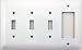 Mulberry Princess Style White Four Gang Combination Switch Plate - Three Toggle Light Switch Openings One GFI/Rocker Opening