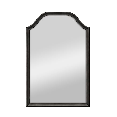 Image of MCS Master & Co. 20x30 Mirror with Black Woodgrain Solid Wood Frame, Arched Wall Hanging Large Mirror for Bathroom, Bedroom & Livingroom