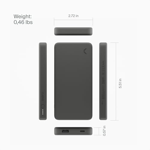 Power Bank portátil Clemm 10K mAh con cable USB-A a USB-C miniatura 5
