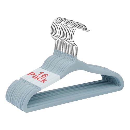 Wellong Perchas de Terciopelo, Perchas para Ropa de Niños de 28cm, Perchas Antideslizantes para Niños Pequeños y Bebés 16...