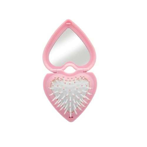 Barbie - Bolsa Cepillo Pelo con Espejo - Compacto, Ideal para Viaje - Portátil, para Todo Tipo de Cabello - Producto Oficial Mattel - Niños y Adultos