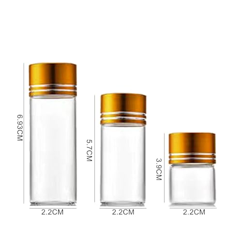 30 Pack Clear Empty Glass Jars with Screw Aluminum Caps, 5/10/15ml Mini Glass Sample Jar Oil Vials,for Essential Oil Powders Storing,Wedding Favors Decoration, Message Bottle (15ml)3