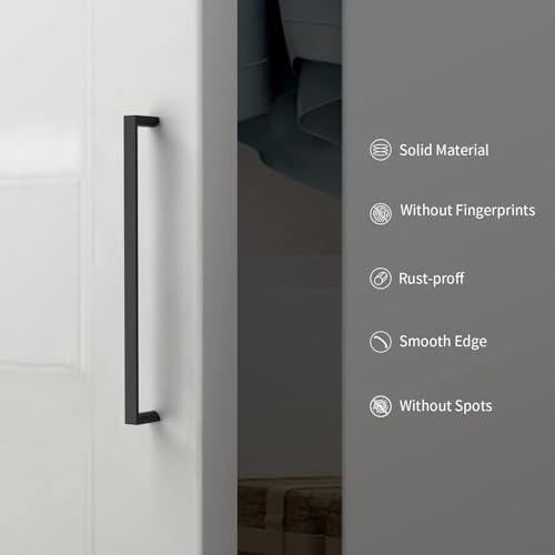 Image of 10 Pack 7.5 Inch(192mm) Kitchen Cabinet Handles Matte Black Cabinet Pulls Kitchen Cabinet Hardware Drawer Pulls for Cupboard Wardrobe
