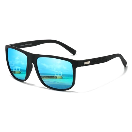 HIGLASS Square Polarized Sunglasses for Men Women Lightweight TR90 Frame Sun Glasses with UV Protection TS1203
