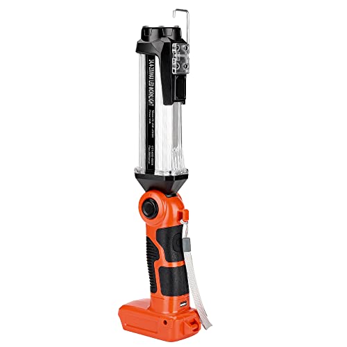 Cordless LED Work Light for Black & Decker 20V Li-ion Battery, Hiesuan 35W 2000LM Outdoor Flashlight Portable Camping Lanterns with Hook, 90°Rotatable for Car Repairing, Job Site Lighting, Emergency