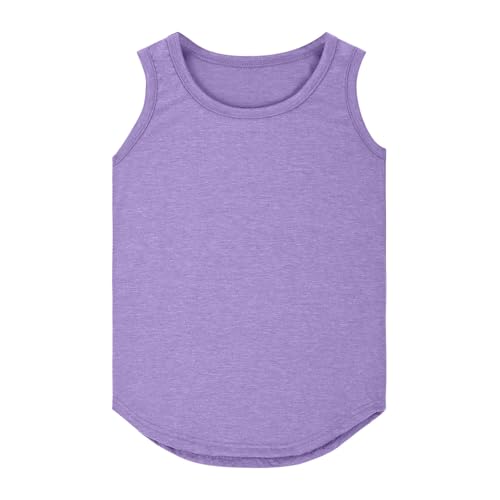 Kids Girls Flowy Tank Tops Solid Loose Sleeveless Square Neck Curved Hem Soft Tees Summer Comfy Soft Casual Shirts2
