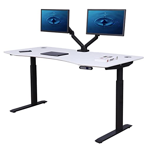 Image of ApexDesk Elite Pro Series 71 inch x 33 inch Electric Height Adjustable Stand up Desk, Sit Stand Home Office Desk, Computer Desk - Curved White Top /Black Frame