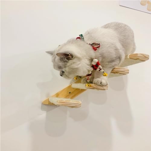 Arbre à chat mural en bois design avec plateforme de saut - 6