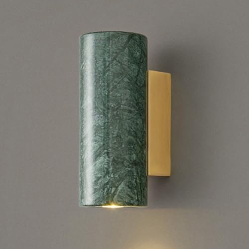 Aplique de mármol verde natural y tubo de piedra de diseño minimalista con casquillo E27