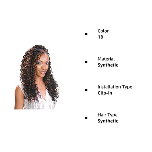 FreeTress Synthetic Hair Braids Deep Twist Bulk 22 - 4er Pack, Farbe 1B (Schwarzbraun)