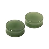 Pierced Owl Natural Green Aventurine Stone Flat Front Double Flared Plugs, Sold as a Pair (25mm (1