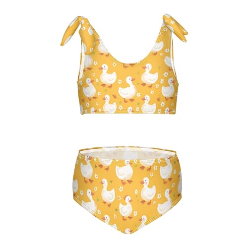 Wusikd White Baby Ducks Girls Swimsuits Two Piece Swimwear Bikini Set for for Girls Size 3T - Main Image