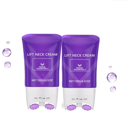 Crema reafirmante para el cuello con bola de rodillo – Crema reafirmante para la piel flácida, reduce las arrugas del cuello, líneas finas, mejora la elasticidad, tratamiento hidratante antiedad (2