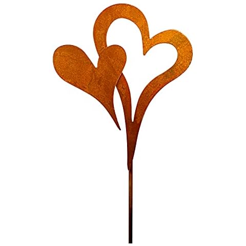 Blümelhuber Garden Stake Double Heart Patina Metal Rust Garden Decoration Cover
