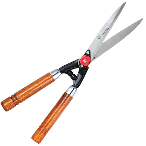 Fieldstar Hedge Shears for Gardening, Heavy Duty Hedge Pruner Shear Cutter & Plant Branch Cutter with Wooden Handle for Lawns or Garden, Garden Scissors for Cutting Plant Stem