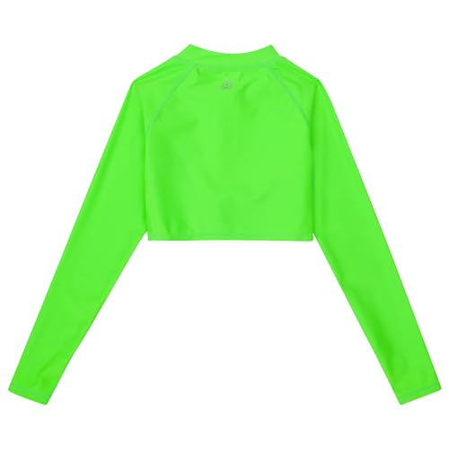 Image of SwimZip Girls' Long Sleeve Zipper Crop Top Rash Guard UPF 50+ Sun Protection