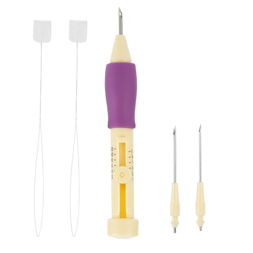 Respicefinem Embroidery Punch Adjustable Needle Length Embroidery Needle Punch with 3 Sizes Needle Pen Kit Tool for DIY Craft DIY Threaders Sewing Knitting for Mother