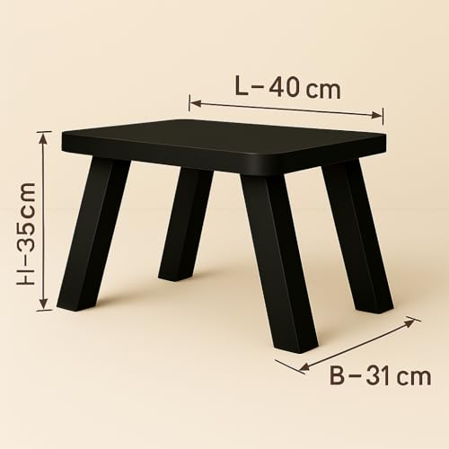 Image of SBF Furniture Mini Rectangle Side Table, 35 cm, Matte Finish, Modern Minimalist Design, 4 Angled Legs (Black)