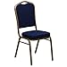 Flash Furniture 01Ag2056 Crown Back Stacking Chair, Patterned Navy Blue, 2.5 Seat, Gold Frame