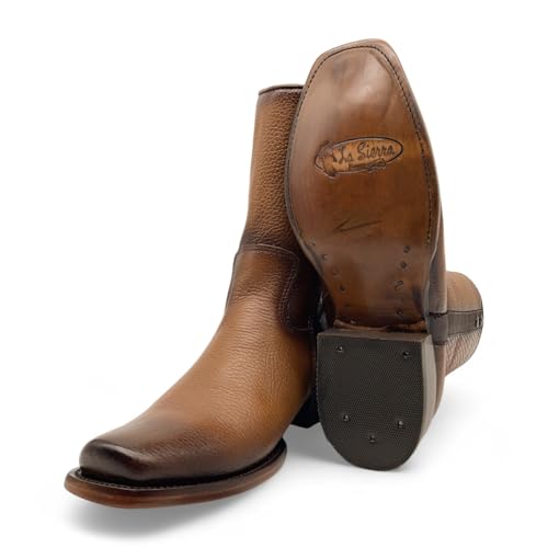 Men’s Genuine Leather Midcalf Western Cowboy Boot, With Side Zipper, Square Toe4