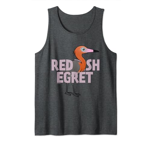 Cute Cartoon Jumbo Reddish Egret Bird Species Name Tank Top
