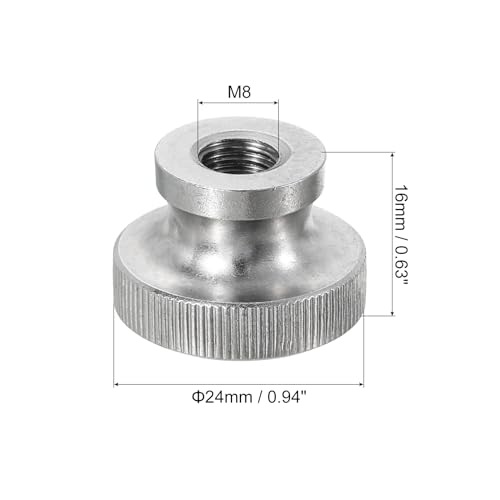 Uxcell A24012400UX0609 Knurled Thumb Nuts, 1Pcs M8 X D24Mm X H16Mm Stainless Steel Round Knobs Fasteners Blind Hole Hand Screw Nut Silver thumb #1