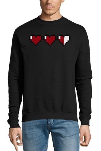 Sweat-shirt en coton noir haut de gamme aux finitions soignées avec motif pixel art 8 bits