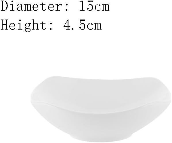 White Square Serving Bowls Ceramic for Household Use Pasta Tableware Restaurants