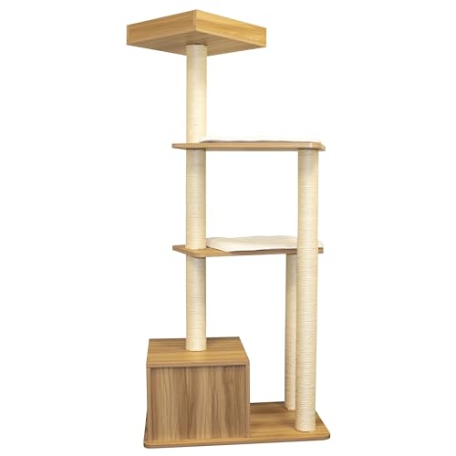 Torre moderna para gatos con poste para rascar interior miniatura 3