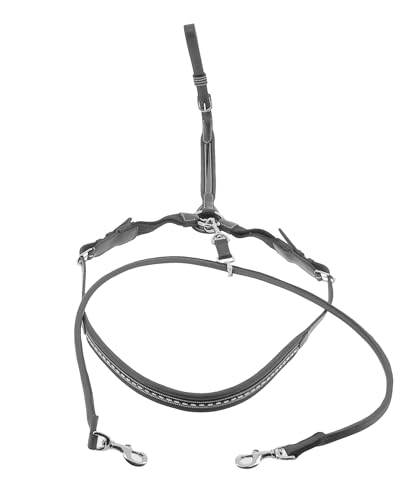 Collier Martingale Penélope cuir noir pour cheval d'obstacle