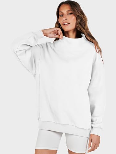 Image of ANRABESS Womens Oversized Sweatshirts Mock Neck Pullover