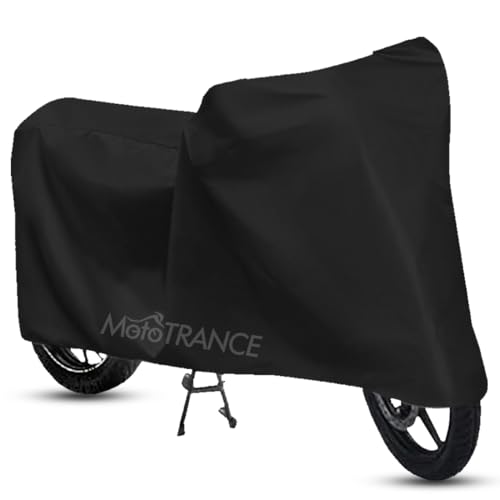 Image of Mototrance All Weather Protection Two Wheeler Cover for All Bikes /Royal Enfiled /Upto Pulsar 160CC to 350CC | Anti Dust, 100% Waterproof, Heat Resistant, UV Proof with Mirror Pocket | Arid Black