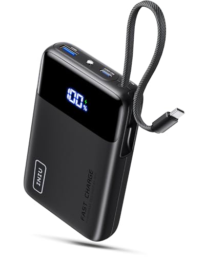 INIU 45W Power Bank, Ultra Klein 20000mAh Powerbank mit Integriertem USB-C Kabel, Schnellladen Externe Handyakkus USB-C ...